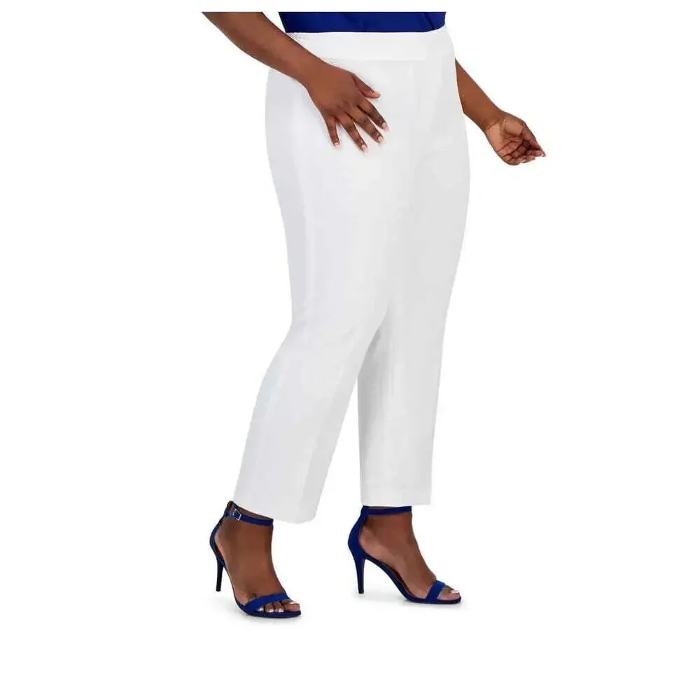 Kasper Womens White Cropped Pants Plus Size 24W Casual Stretch New Tags